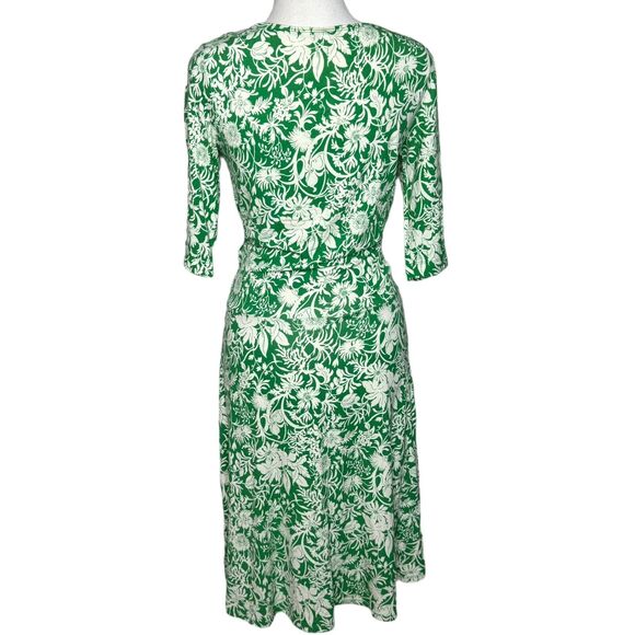 Cabi #572 Women S Green Floral Faux Wrap 3/4 Sleeve Casual Jersey Midi Dress VTG - Picture 6 of 10